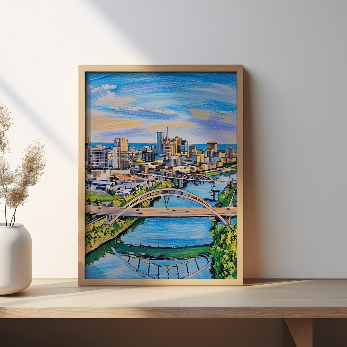 Nashville Skyline Travel Poster, Tennessee Cityscape - Image 3