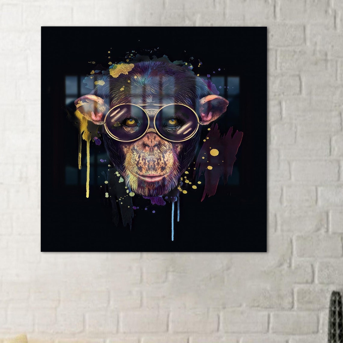 Funky Cool Monkey Wearing Sunglasses Graffiti Pop Art Poster