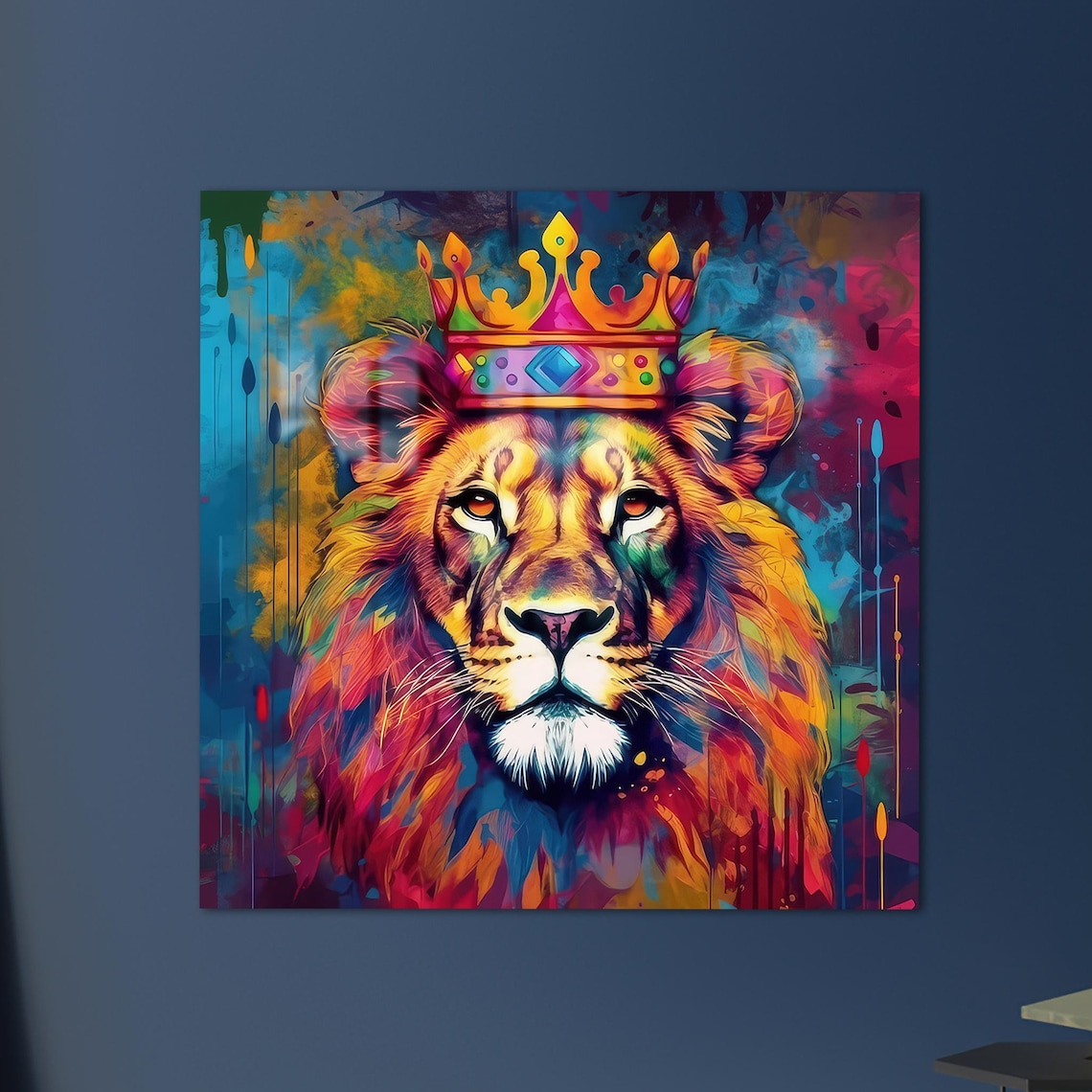 Colorful Lion With Crown Pop Art King Of Beasts Vibrant Poster