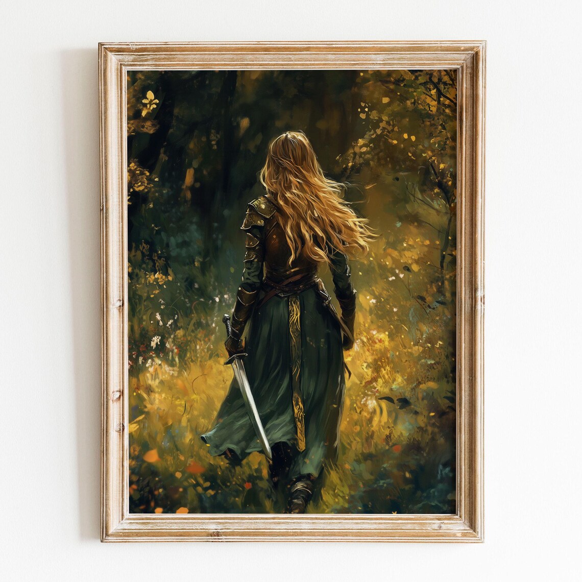 Woman Knight Poster, Dark Academia Fantasy Print