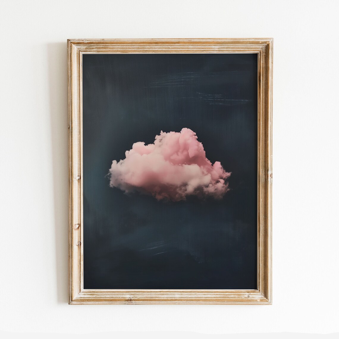 Night Sky Pink Cloud Painting, Maximalist Decor Art Print