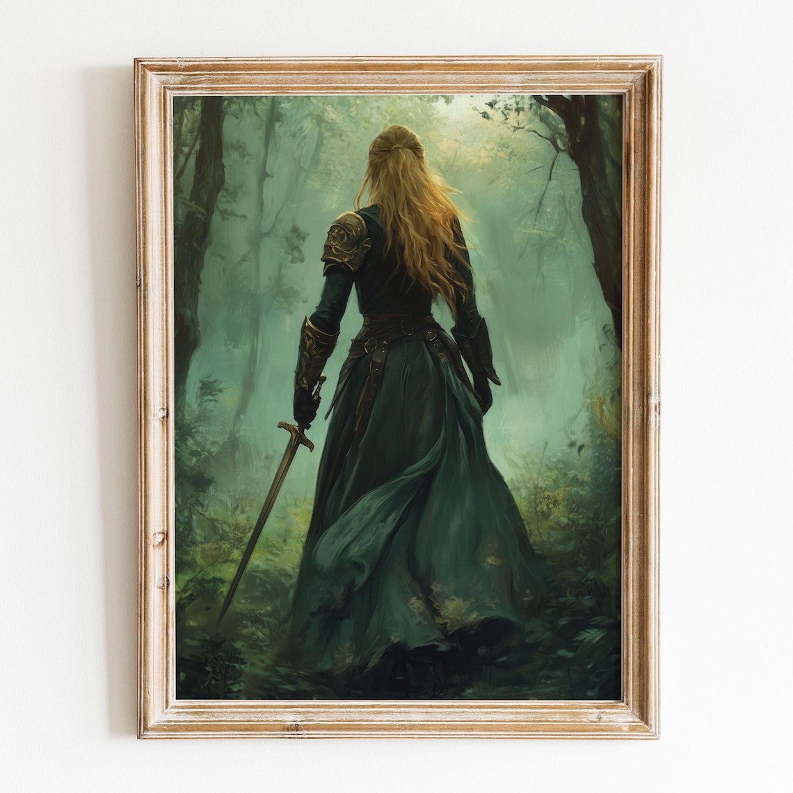 Lady Knight In The Forest Art Print, Dark Academia