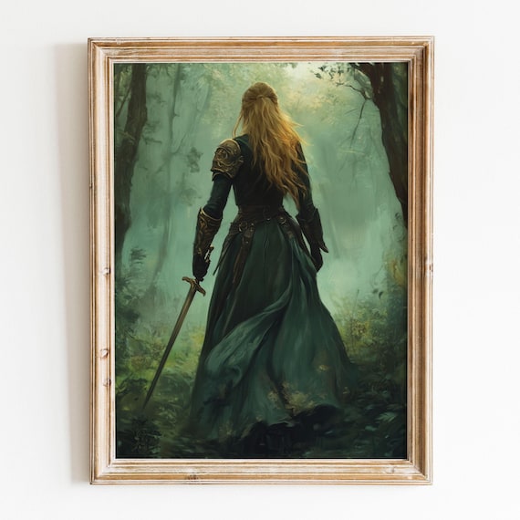 Lady Knight In The Forest Art Print, Dark Academia