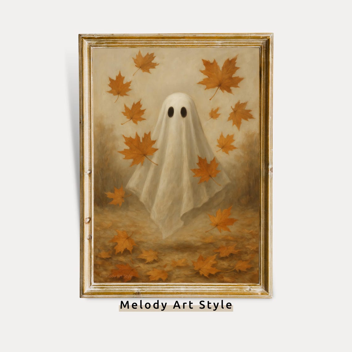 Wall Art Spooky Autumn Decor Floating Leaves Poster Halloween Print Fall Artwork Leafy P722