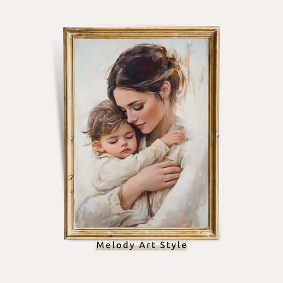 Mothers Love Art Warm Neutral Home Decor Heartwarming Motherhood Painting Sentimental Gift For Mom P505