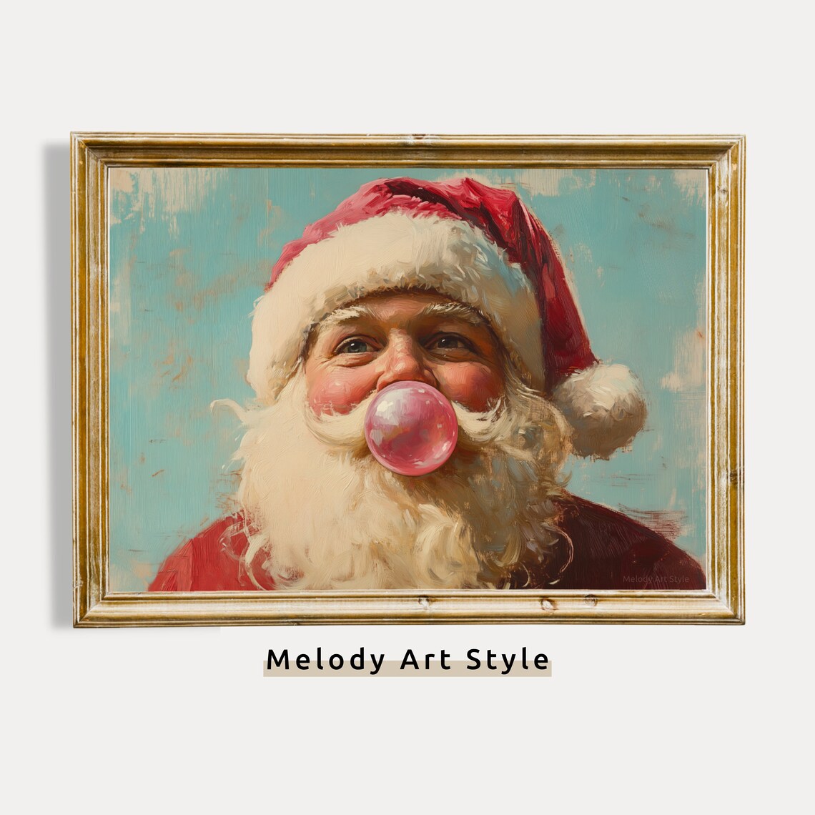 Santa Claus With Bubblegum Christmas Poster Print