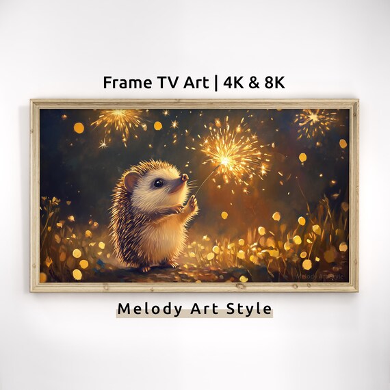 Hedgehog With Sparkler Fireworks Night Celebration Cute Animal Art Poster