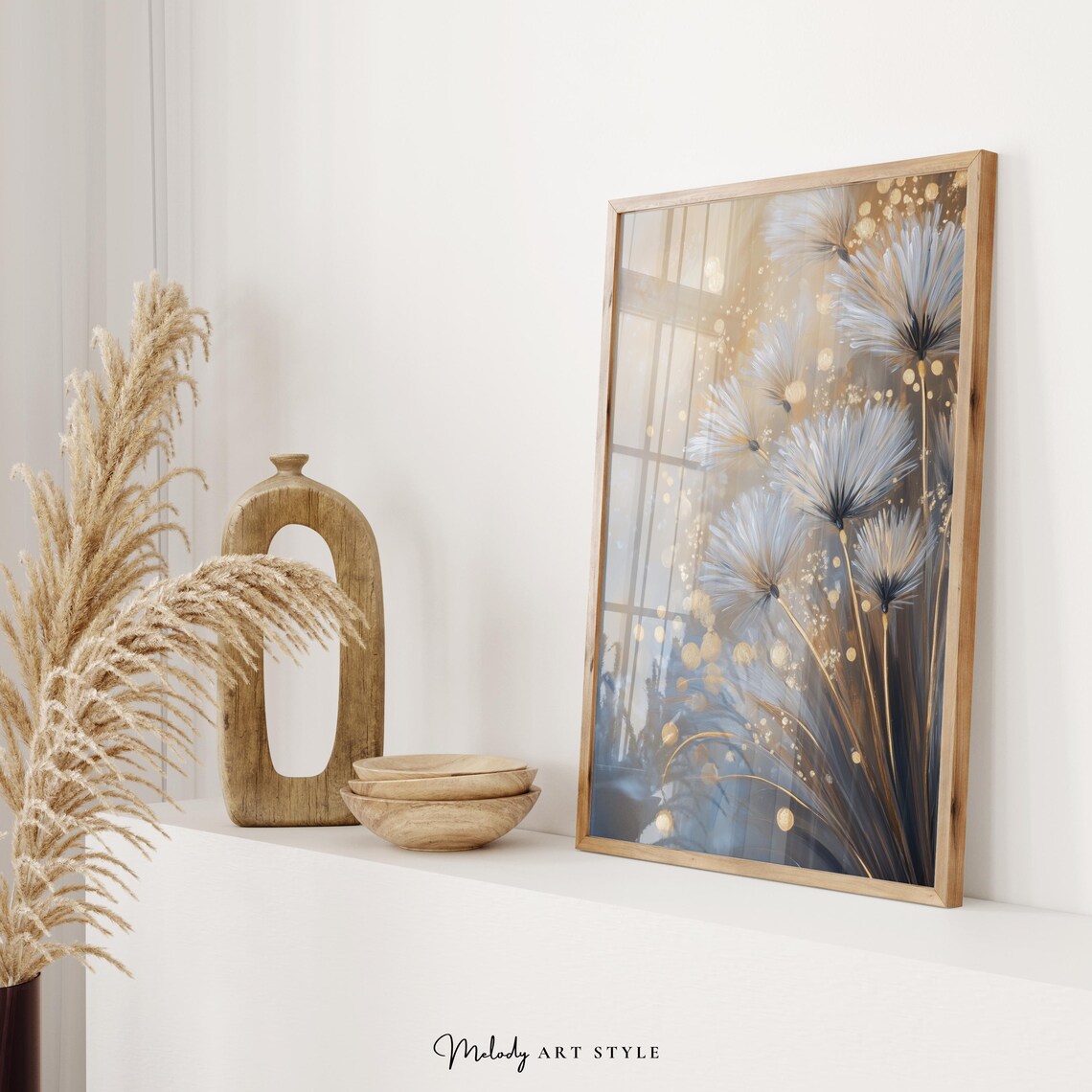 Dandelion Botanical Floral Art Print, Golden Sparkle - Image 2