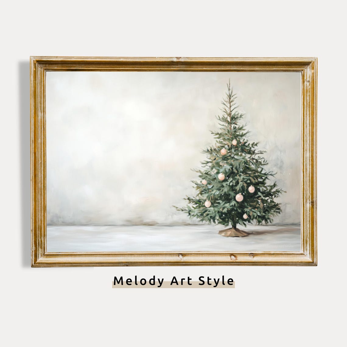 Minimalist Christmas Tree White Neutral Farmhouse Holiday Poster