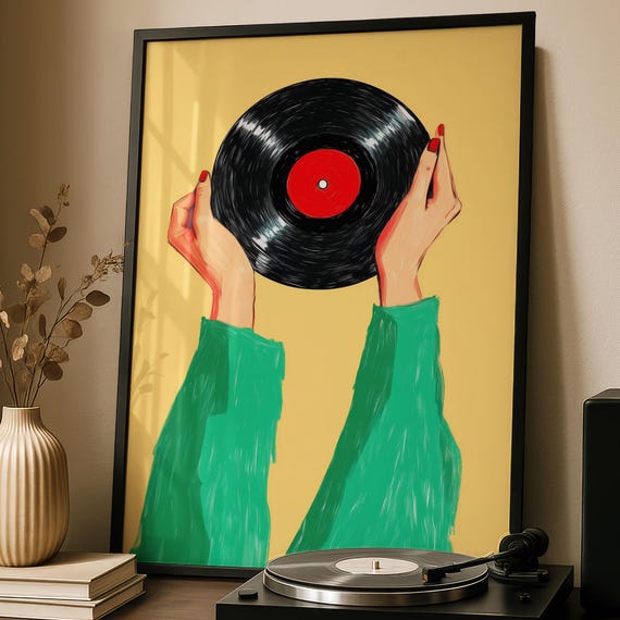 Retro Vinyl Record Music Lover Wall Art Modern Pop Bold Colorful Home Decor Gift For Fans
