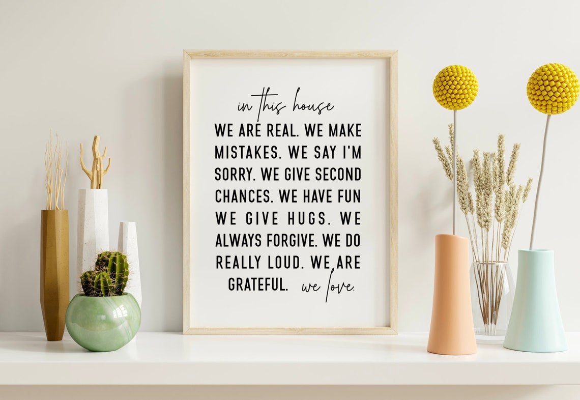 In This House We Are Real Family Rules Script Typography Poster - Image 2