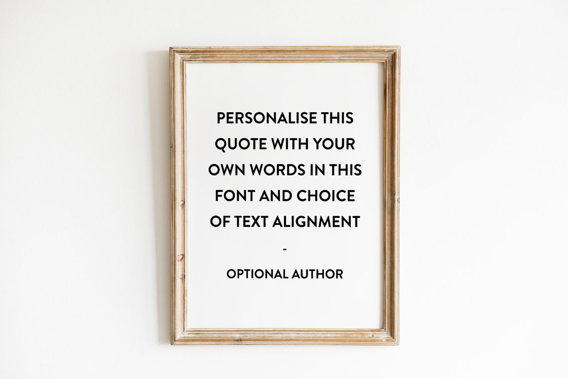 Custom Quote Personalisation Info Card Sample Font Alignment Poster
