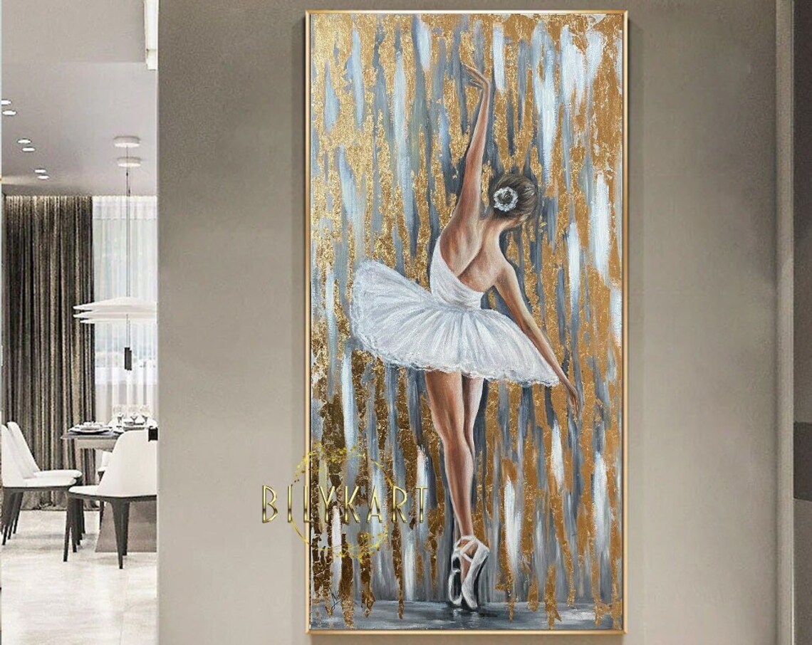 Abstract Ballerina Gold Leaf Ballet Art Print