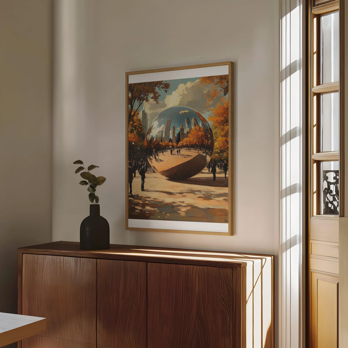 Chicago Cloud Gate Sculpture in Golden Autumn Light Art Poster - Image 4