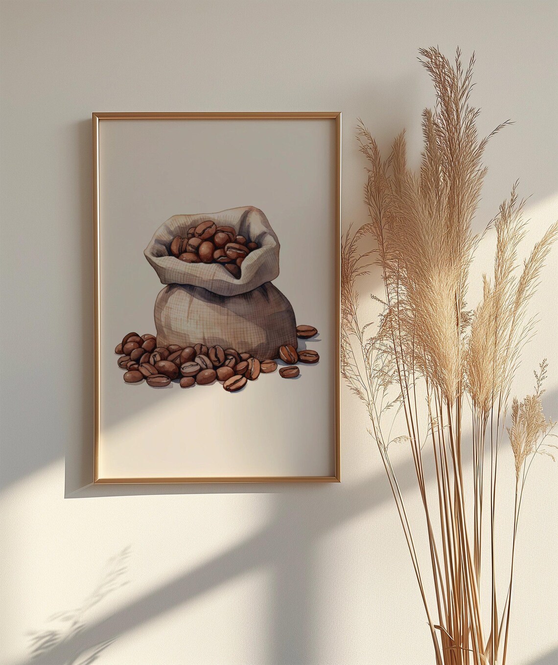 Rustic Coffee Beans Sack Watercolour Print Vintage Kitchen Wall Art Farmhouse Decor Coffee Lover Gift Country Home Dcor Art - Image 2