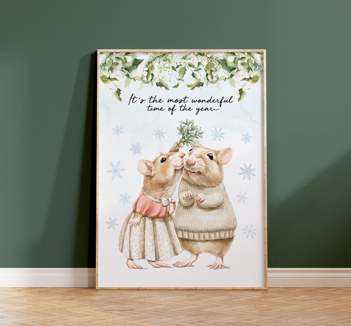 Christmas Art Print Christmas Quote Its The Most Wonderful Time Of The Year Christmas Cozy Winter Art Winter Print