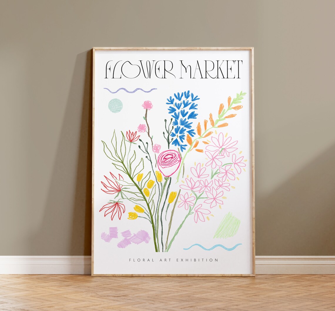 Flower Market Exhibition Floral Bouquet Colorful Wildflower Art Print