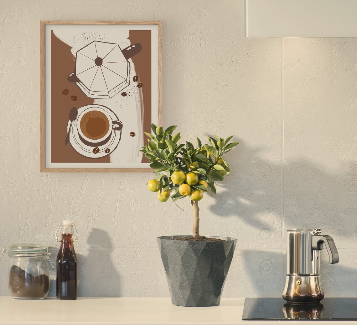 Coffee Artwork Kitchen Poster, Abstract Coffee Art Print - Image 3