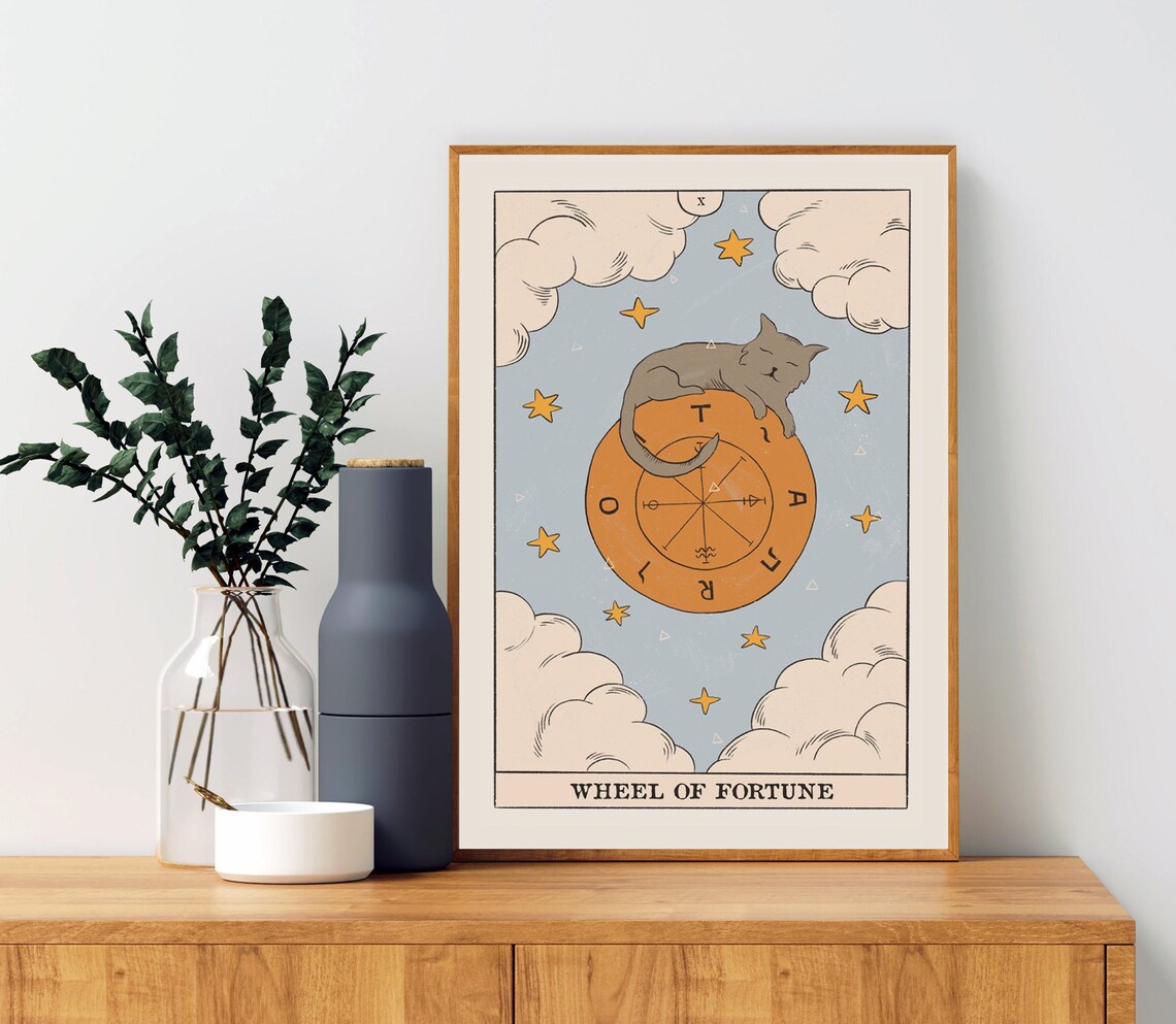 Cute Cat Tarot Wheel Of Fortune Art Print - Image 3
