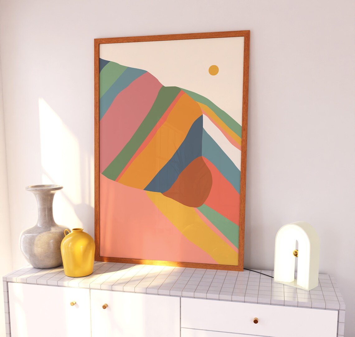 Abstract Mountain Wall Art Boho Landscape Poster Color Block Mountain Art Boho Art Landscape Wall Decor Scenery Art - Image 3