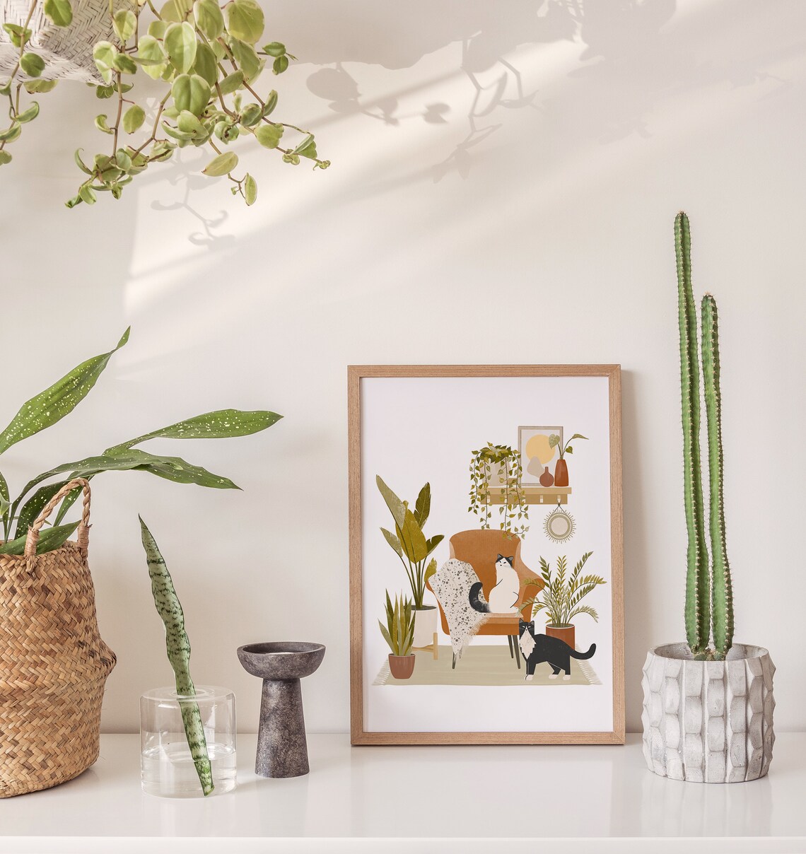 Boho Home Garden With Two Cats Art Print - Image 4