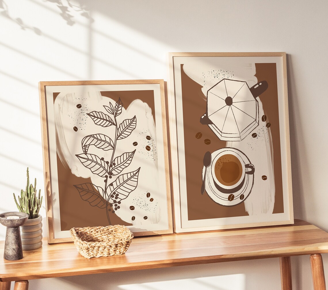 Coffee Artwork Kitchen Poster, Abstract Coffee Art Print - Image 2