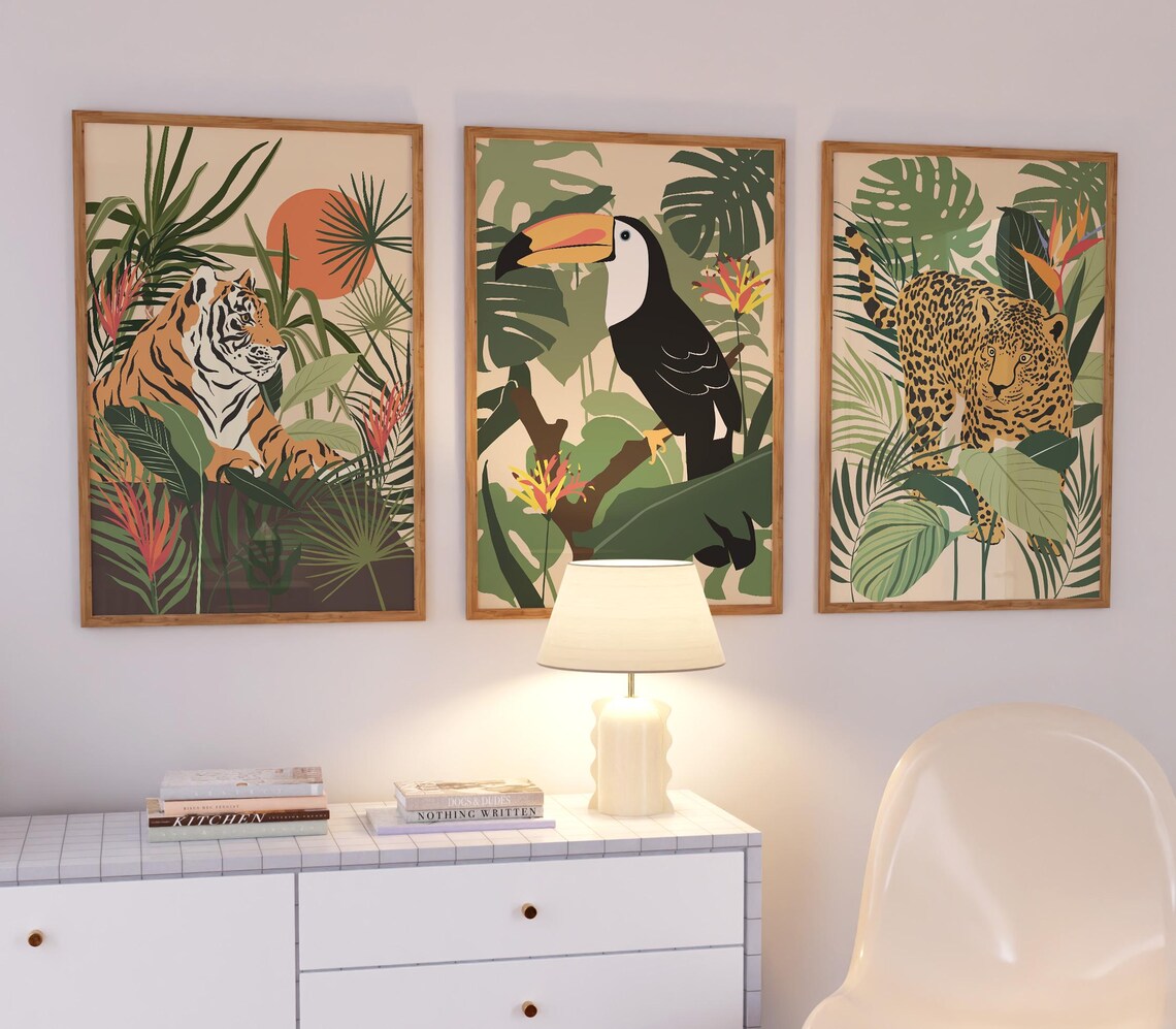 Tiger Boho Tropical Jungle Animal Illustration Art Print - Image 2