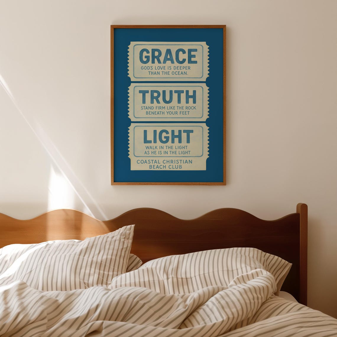 Grace Truth Light Coastal Christian Beach Club Retro Typography Poster