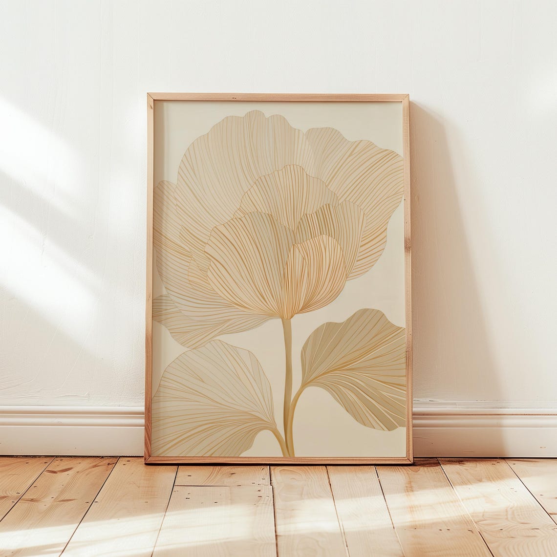 Minimalist Beige Flower Line Art Botanical Modern Decor Poster