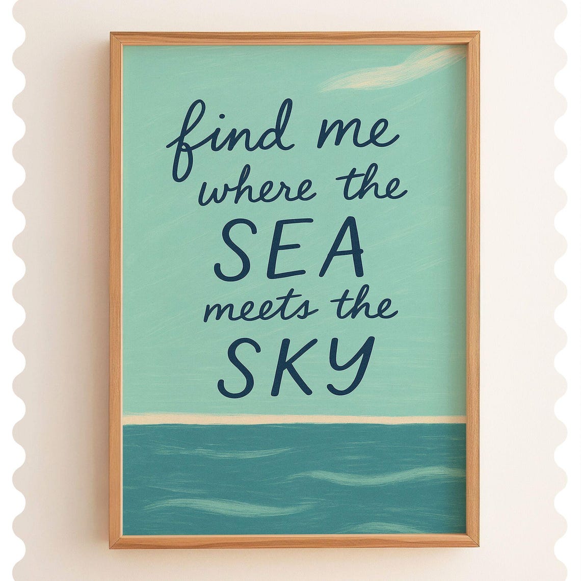 Find Me Where the Sea Meets the Sky Coastal Ocean Quote Wall Art