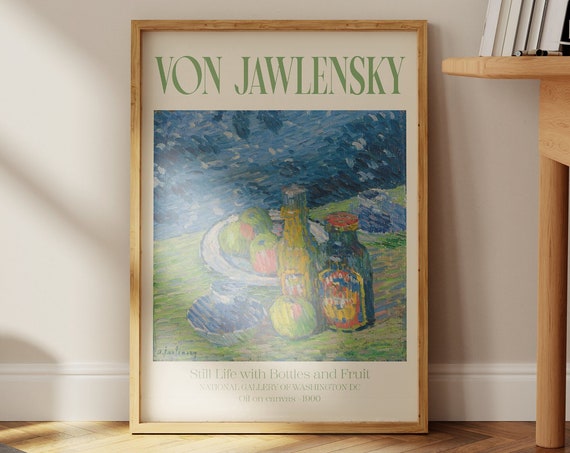 Still Life Art Print Kitchen Poster Fruit Print Exhibition Poster Expressionism Green Blue Print Din A4 A3 A2 A1