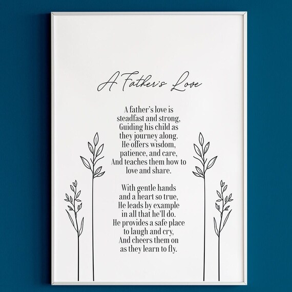 Fathers Day A Father's Love Poem Art Print