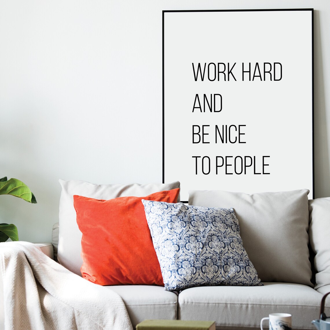 Work Hard And Be Nice To People Minimalist Motivational Quote Print - Image 4