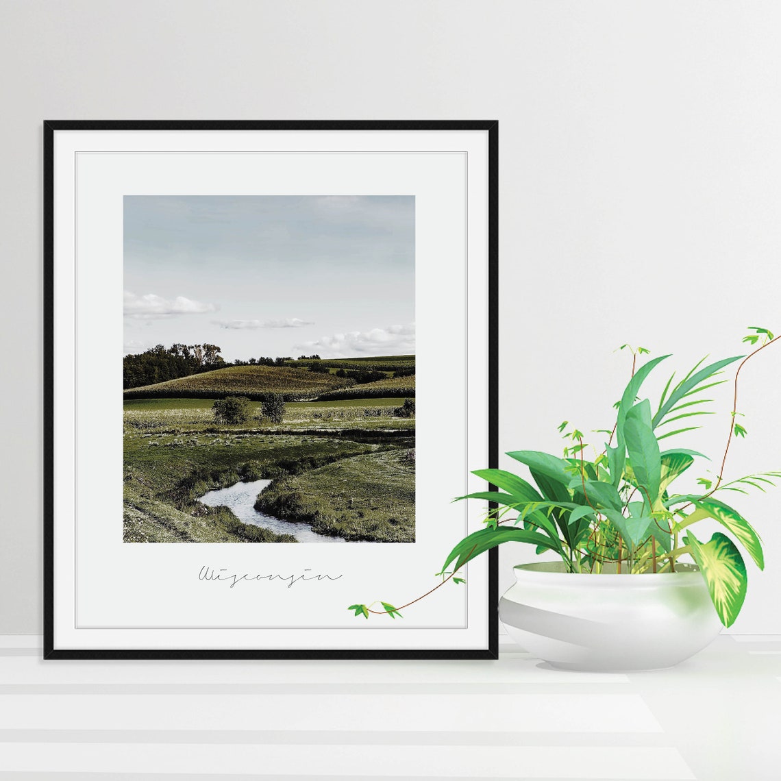 Wisconsin Countryside Creek Rolling Hills Vintage Photography Wall Art