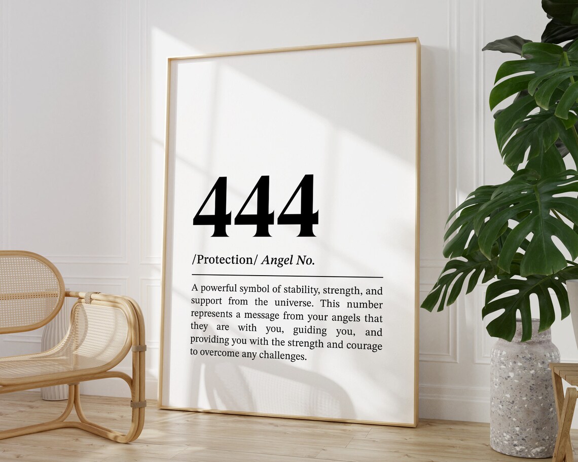 Angel Number 444 Protection Definition Spiritual Numerology Poster