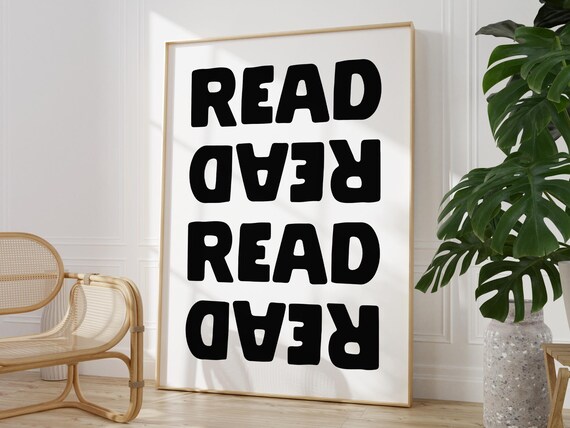 Read Read Read Mirrored Black Typography Book Lover Wall Poster