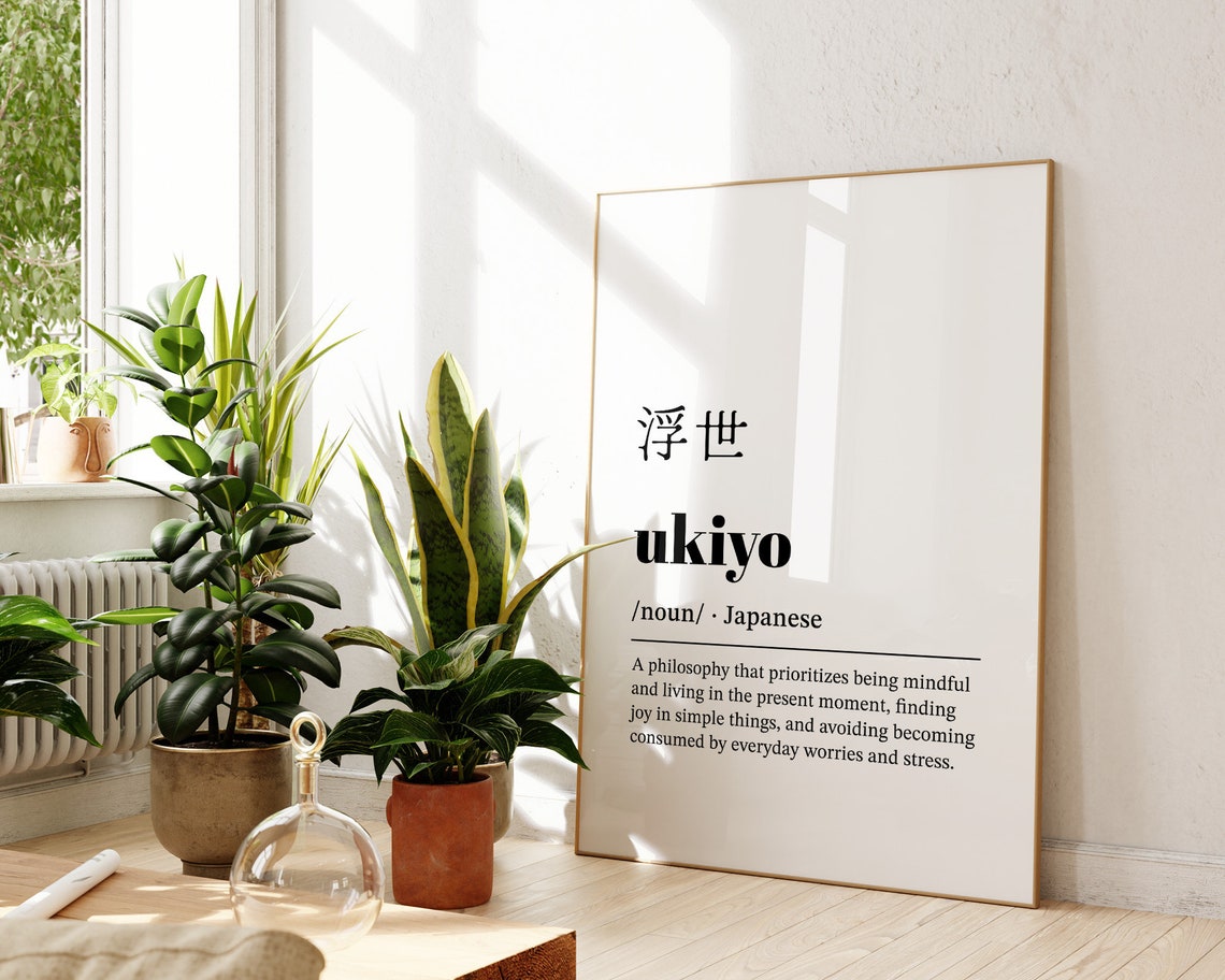 Ukiyo Definition Japanese Kanji Mindful Philosophy Quote Poster