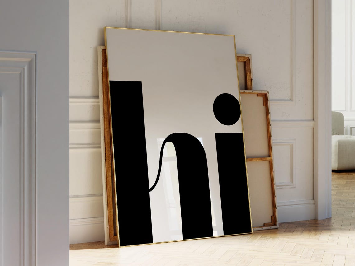 Black Big Hi Oversized Minimalist Entryway Welcome Wall Print - Image 3