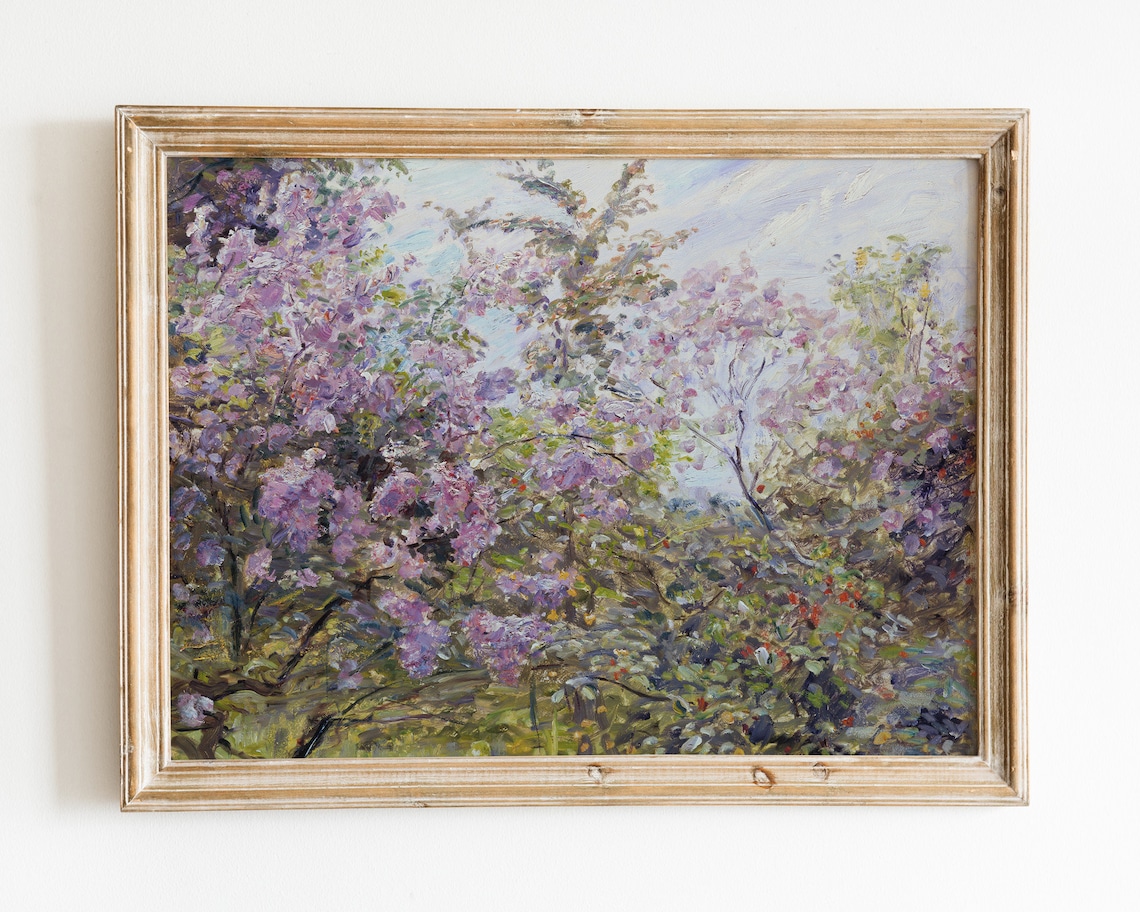 Spring Lilac Blossoms Vintage Impressionist Floral Painting Poster