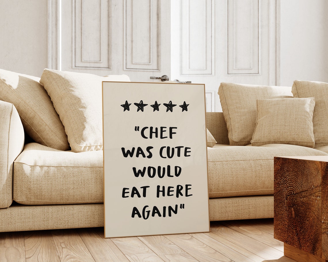 Chef Was Cute Would Eat Here Again Quote Print Boho Kitchen Wall Art Funny Kitchen Quote Wall Decor Trendy Dining Room Decor - Image 2