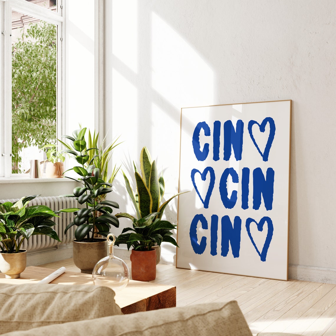 Bar Cart Aesthetic Print Cin Cin Wall Art Cute Cocktail Bar Print Navy Blue Wall Art Maximalist Kitchen Decor - Image 2