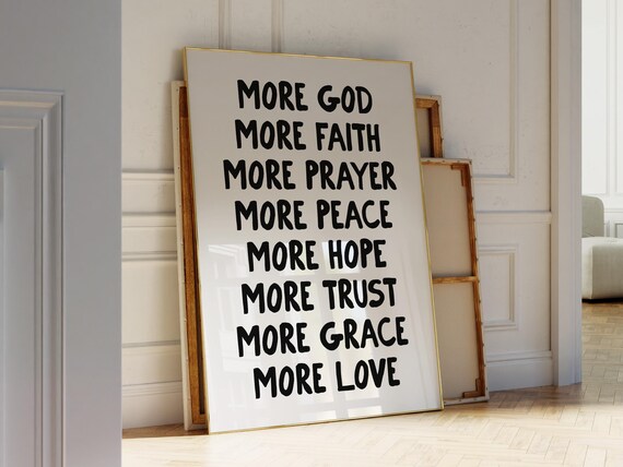 More God More Faith Black Christian Quote Inspirational Poster