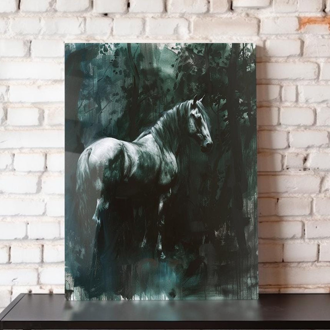 Horse Wall Art Dark Academia Horse Metal Poster Horse Wall Art Gift For Horse Lover 8x10 12x16 16x20