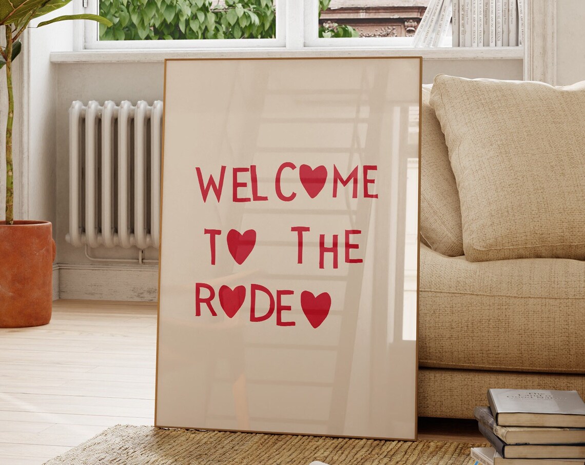 Red Western Print Cute Cowgirl Poster Heart Typography Art Print Trendy Apartment Wall Art Cowboy Quote Print 1 Print - Image 4