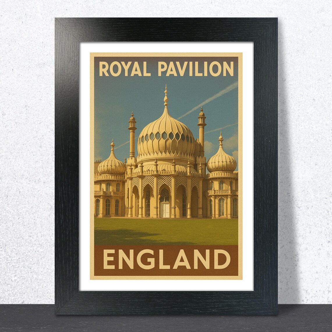 Royal Pavilion Brighton Golden Domes Vintage Travel Poster England