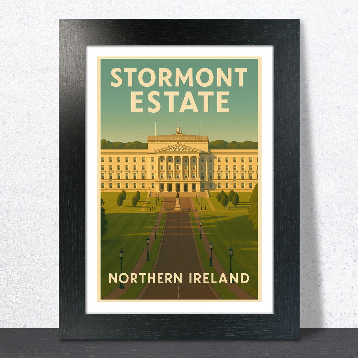 Stormont Estate Vintage Travel Poster of Northern Ireland Parliament