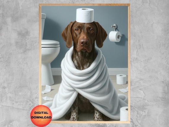Gsp Funny Bathroom Wall Art German Shorthaired Pointer Toilet Poster Kids Print Whimsical Dog Lover Gift