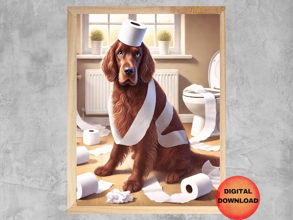Irish Setter Funny Bathroom Wall Art Toilet Paper Print Dog On Poster Owner Gift Kids Humor