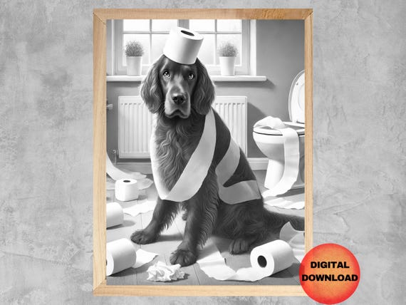 Irish Setter Bathroom Black And White Print Toilet Paper Art Dog On Poster Owner Gift Kids Humor