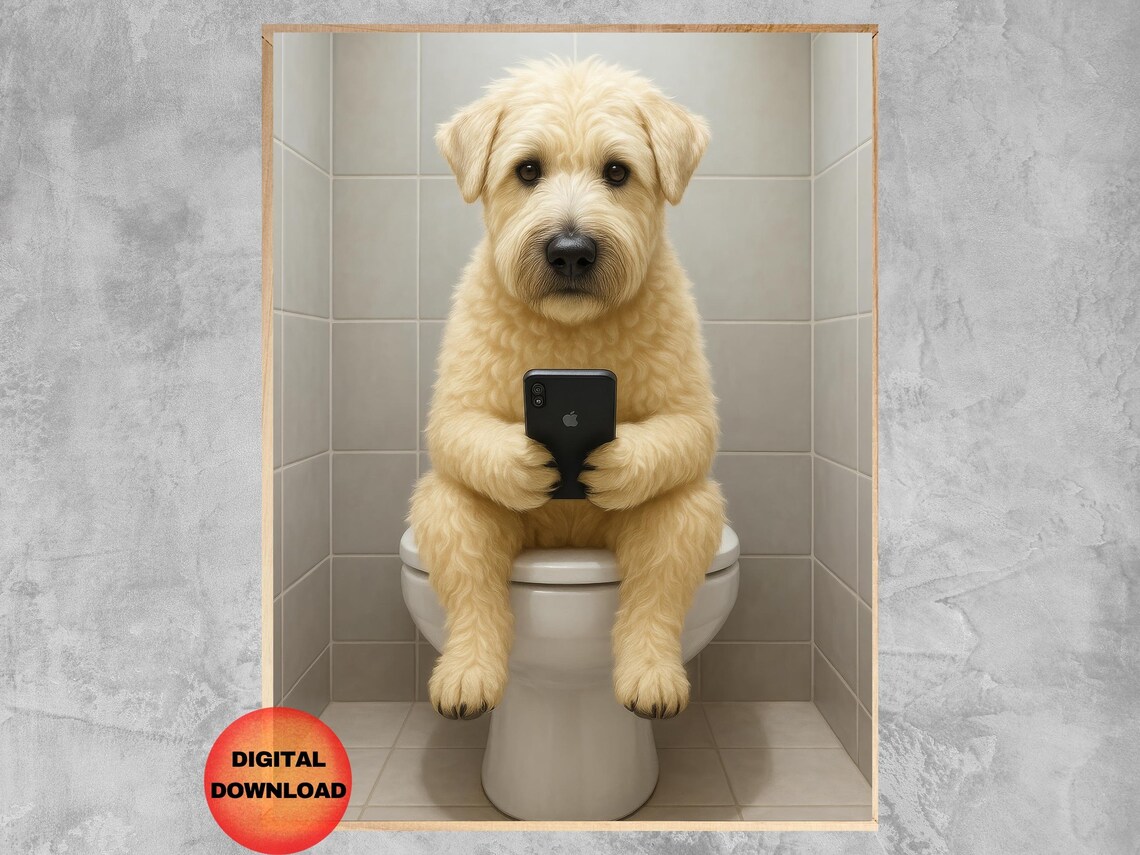Wheaten Terrier Humor Poster, Funny Bathroom Gift